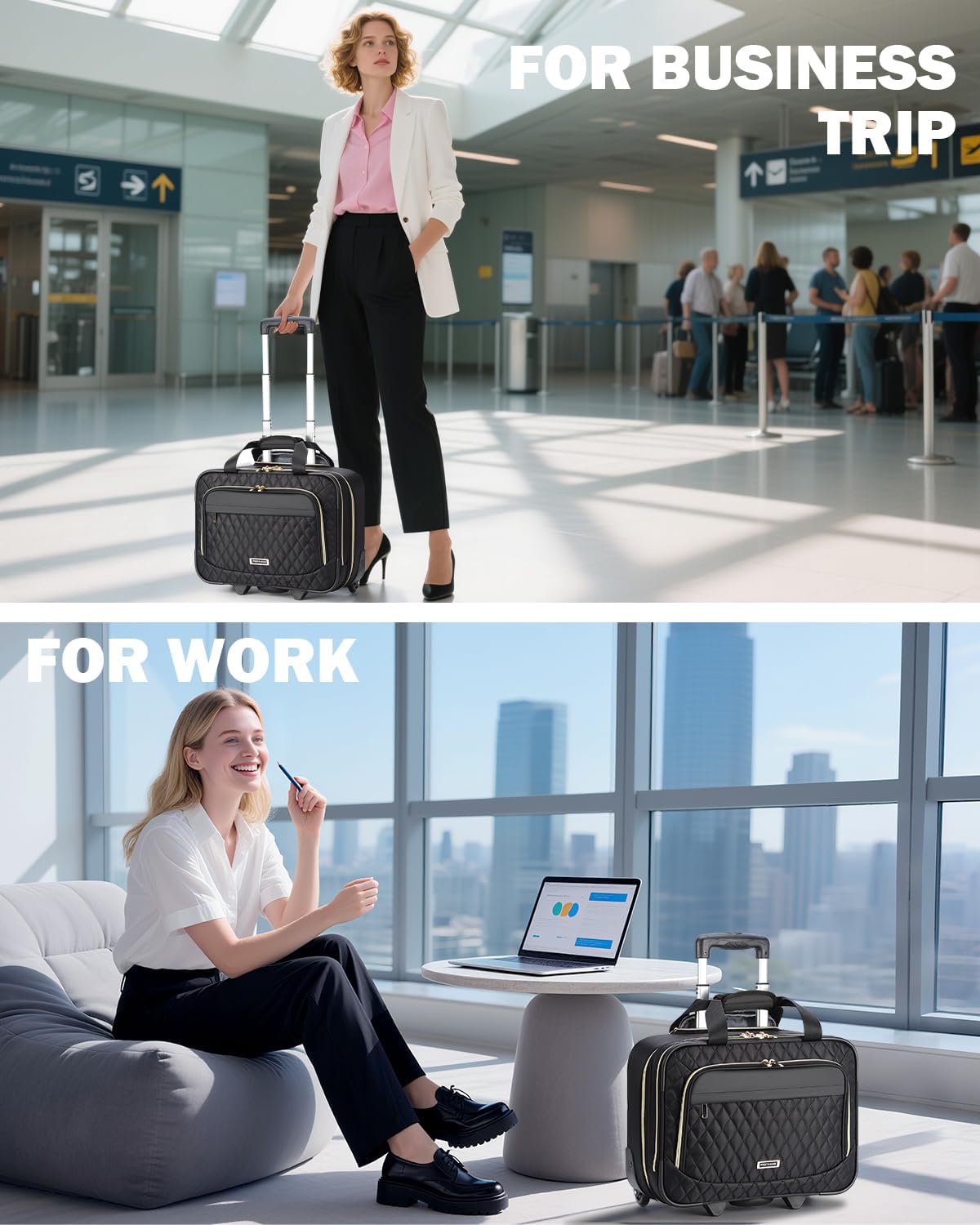 Organised Laptop Trolley Bag with Smooth Wheels