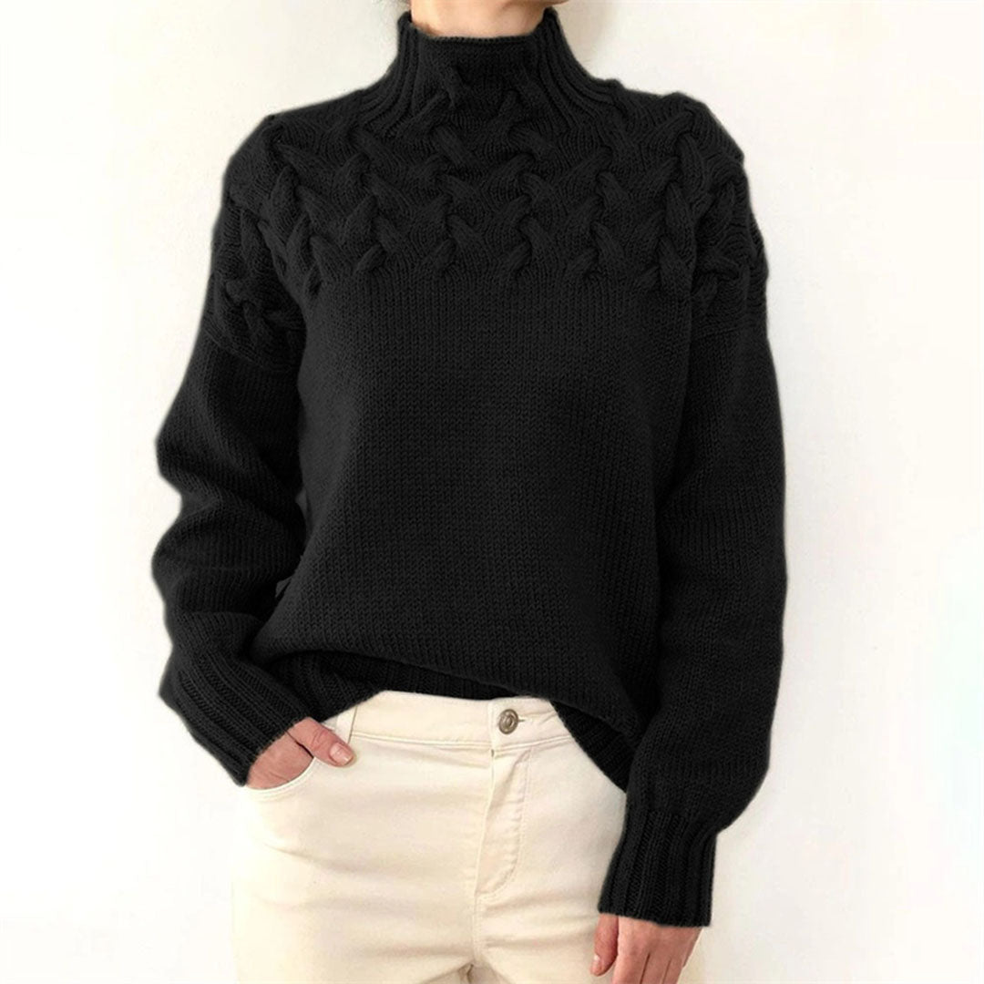 Oversized Cashmere-Look Turtleneck Jumper — Black