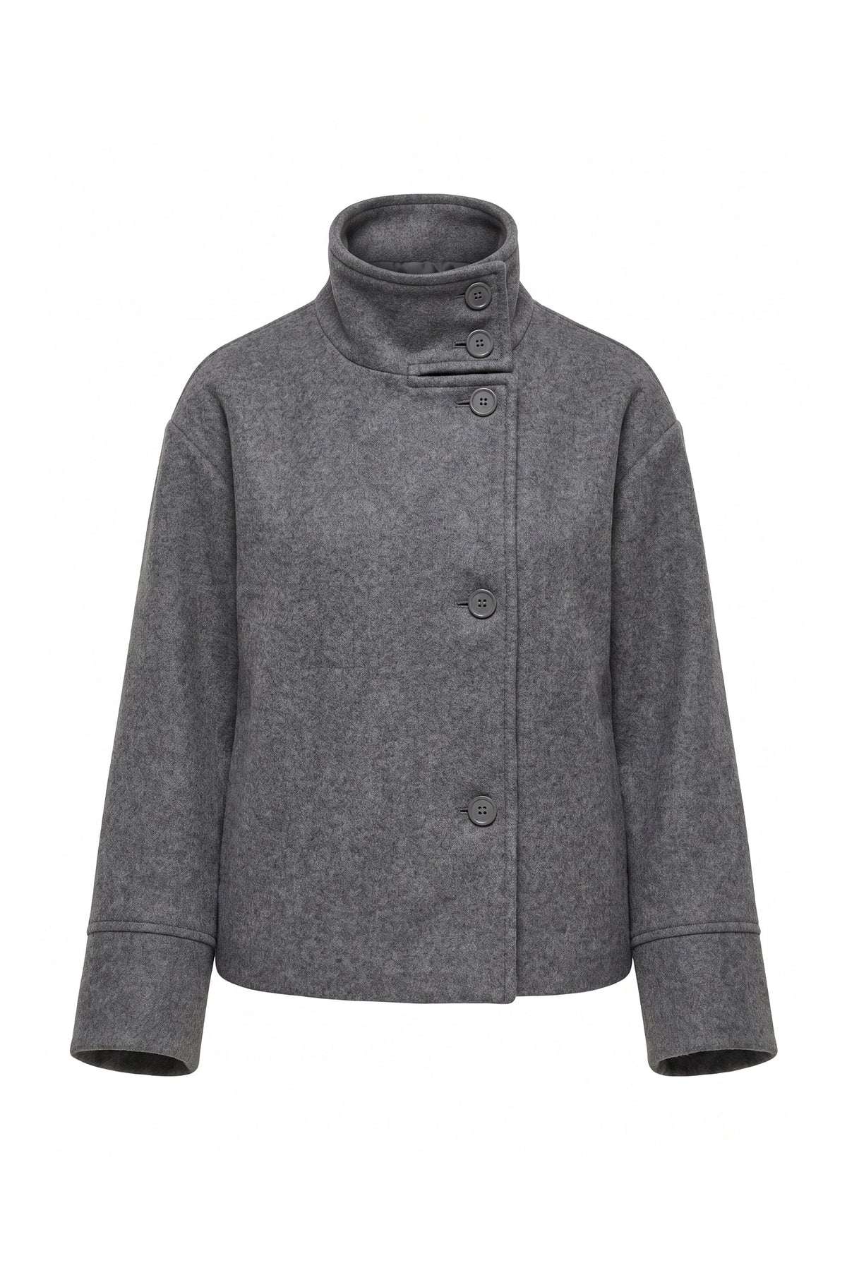 Women's Button-Up High Collar Short Coat