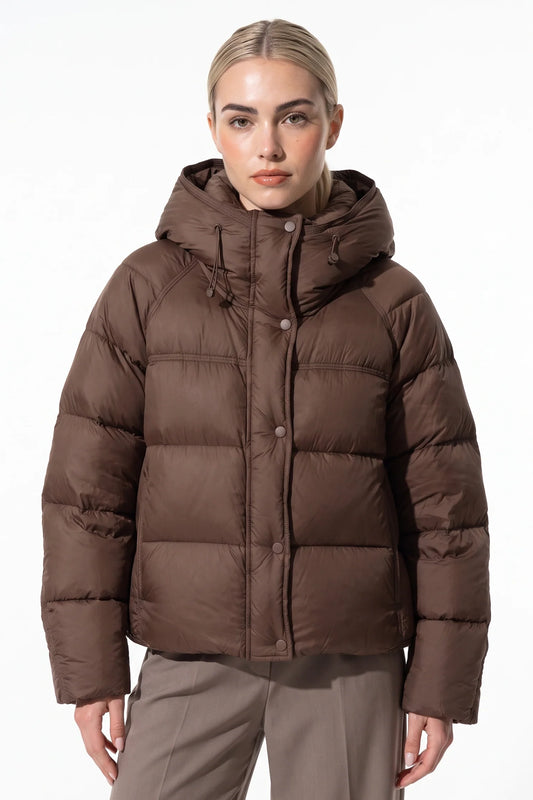 Women's Warm Hooded Puffer Winter Jacket — Brown