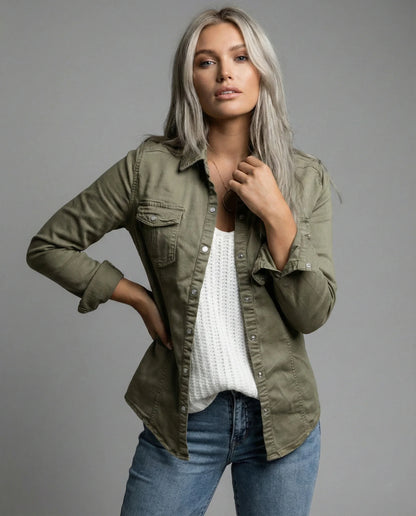 Classic Button-Front Overshirt with Chest Pockets