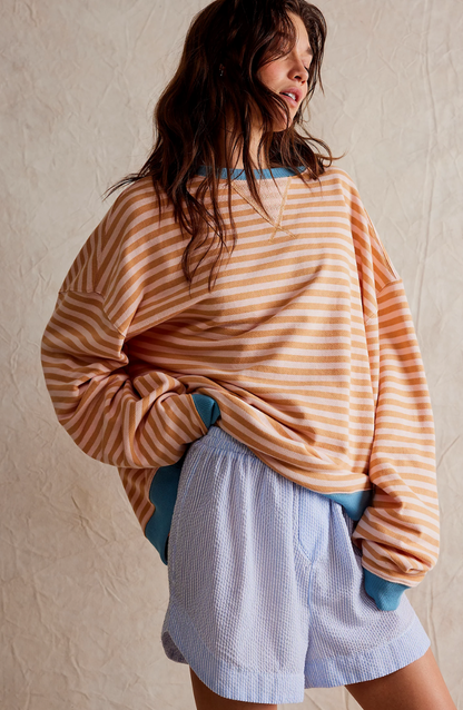 Striped Oversized Knit Jumper for Effortless Everyday Style — Orange Stripes