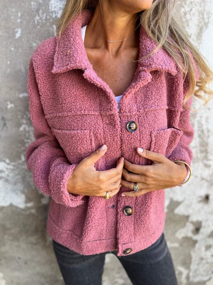 Cosy Relaxed Fit Casual Jacket with Pockets — Pink