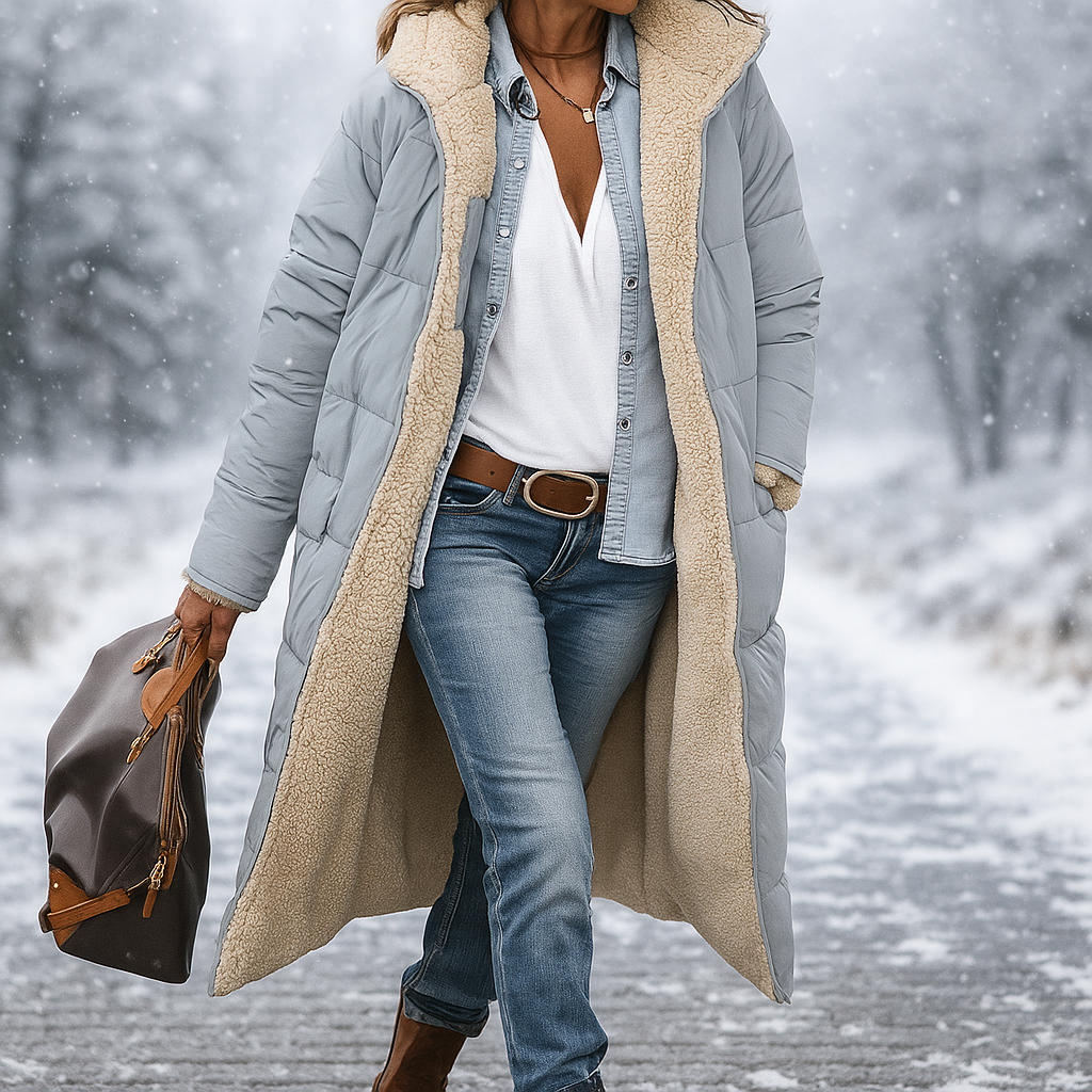 Long Padded Coat with Soft Lining for Everyday Warmth
