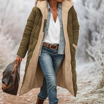 Long Padded Coat with Soft Lining for Everyday Warmth