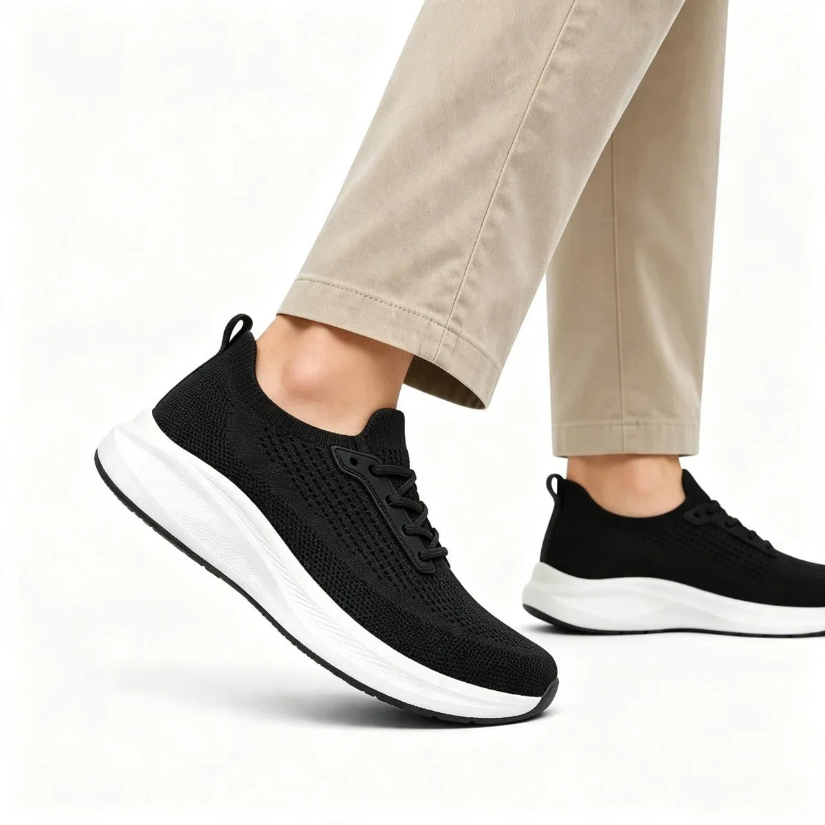 Knit Walking Shoes with Spacious Toe Box
