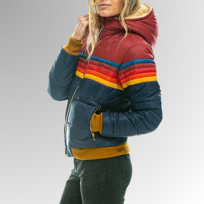 Women's Colour Block Hooded Puffer Jacket