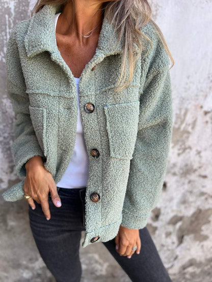 Cosy Relaxed Fit Casual Jacket with Pockets — Green