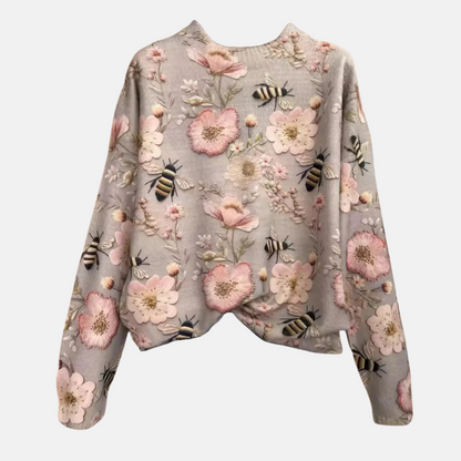 Comfortable Floral Knit Jumper with 3D Detail — Style B