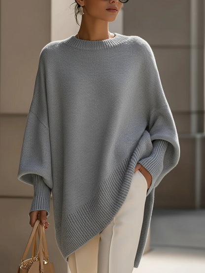 Oversized Wool Blend Jumper with Draped Silhouette — Grey