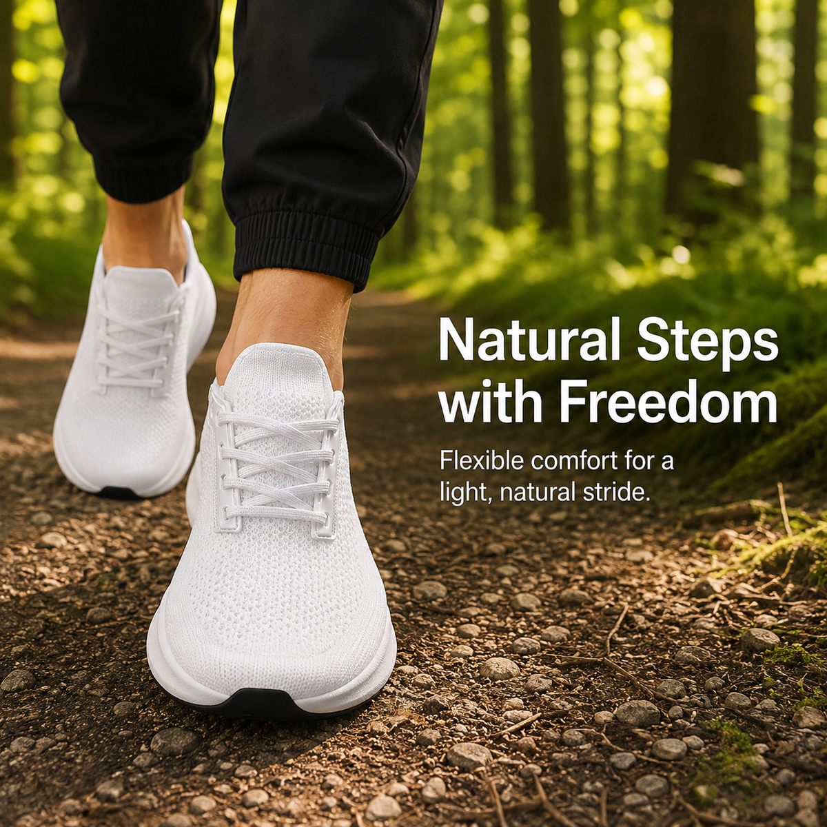 Knit Walking Shoes with Spacious Toe Box