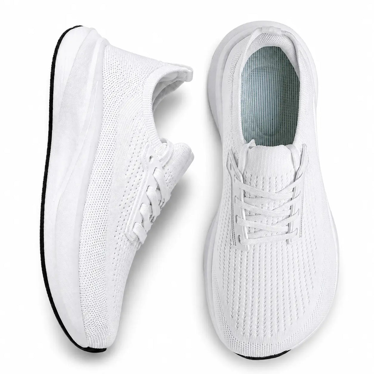 Knit Walking Shoes with Spacious Toe Box — White