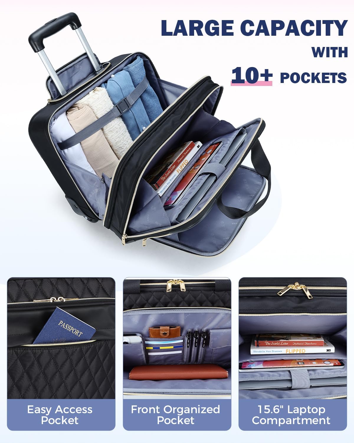 Organised Laptop Trolley Bag with Smooth Wheels