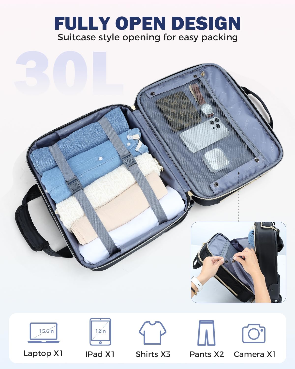 Organised Laptop Trolley Bag with Smooth Wheels
