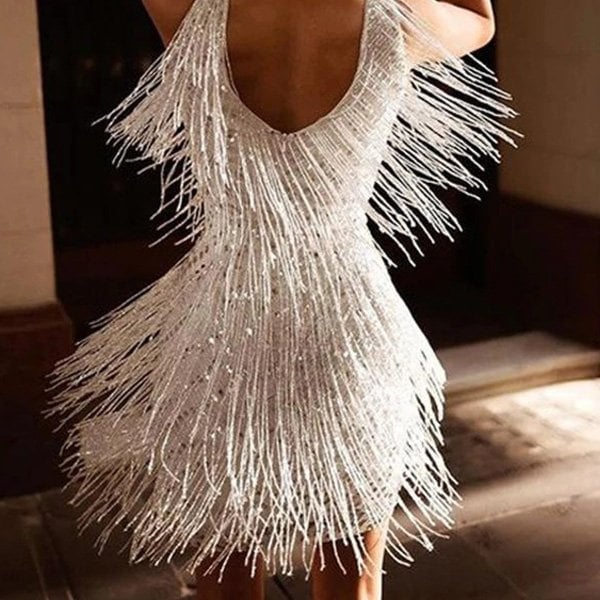 Women's Fringe Above-Knee Soft Dress
