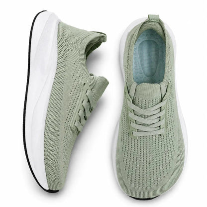 Knit Walking Shoes with Spacious Toe Box — Green