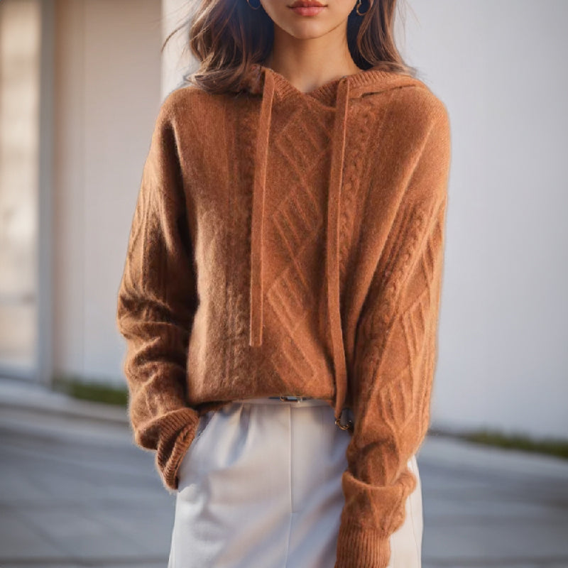 Soft Knit Hooded Jumper for Everyday Comfort — Brown