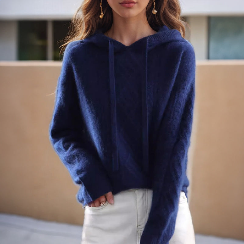 Soft Knit Hooded Jumper for Everyday Comfort — Blue