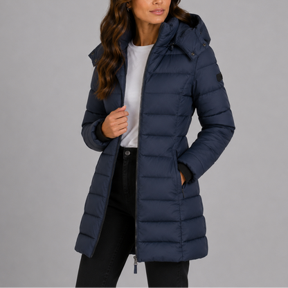 Hooded Quilted Puffer Jacket for Everyday Comfort — Navy