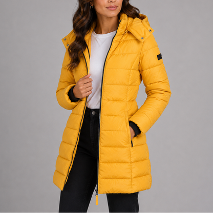Hooded Quilted Puffer Jacket for Everyday Comfort — Yellow