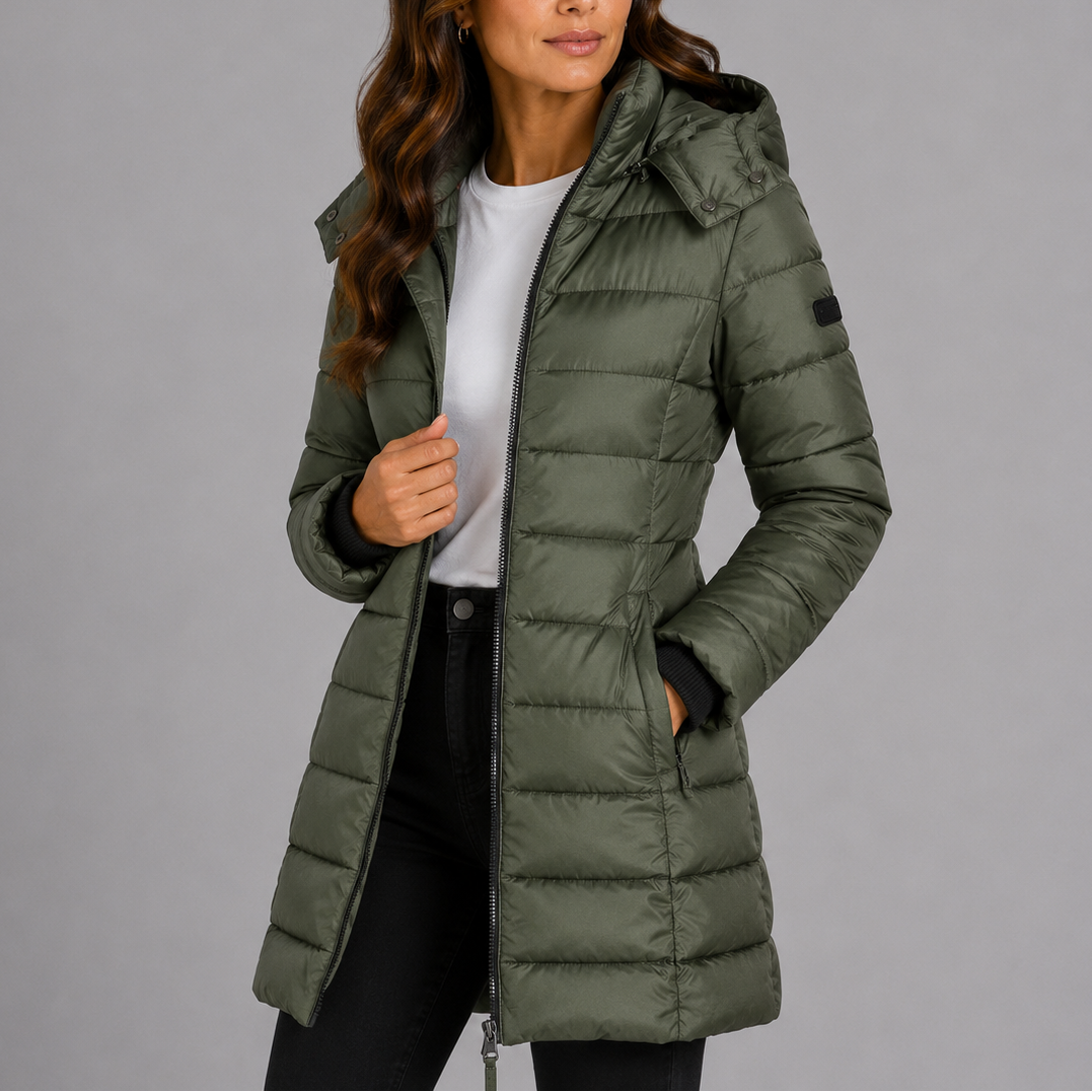 Hooded Quilted Puffer Jacket for Everyday Comfort — Green