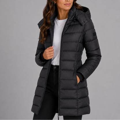 Hooded Quilted Puffer Jacket for Everyday Comfort — Black