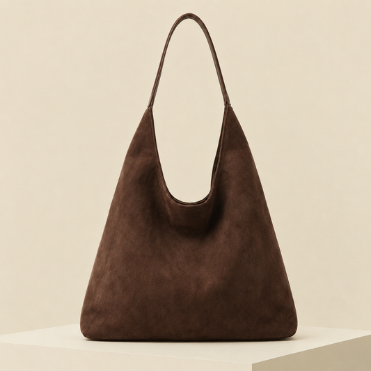 Soft Structured Hobo Tote Bag with Top Handle — Brown
