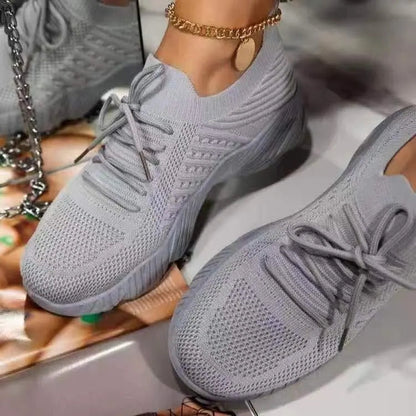 Lightweight Mesh Walking Trainers with Flexible Sole — Gray
