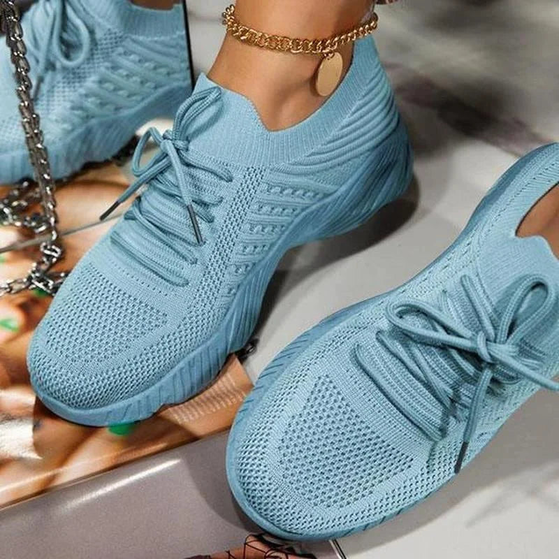 Lightweight Mesh Walking Trainers with Flexible Sole — Light Blue