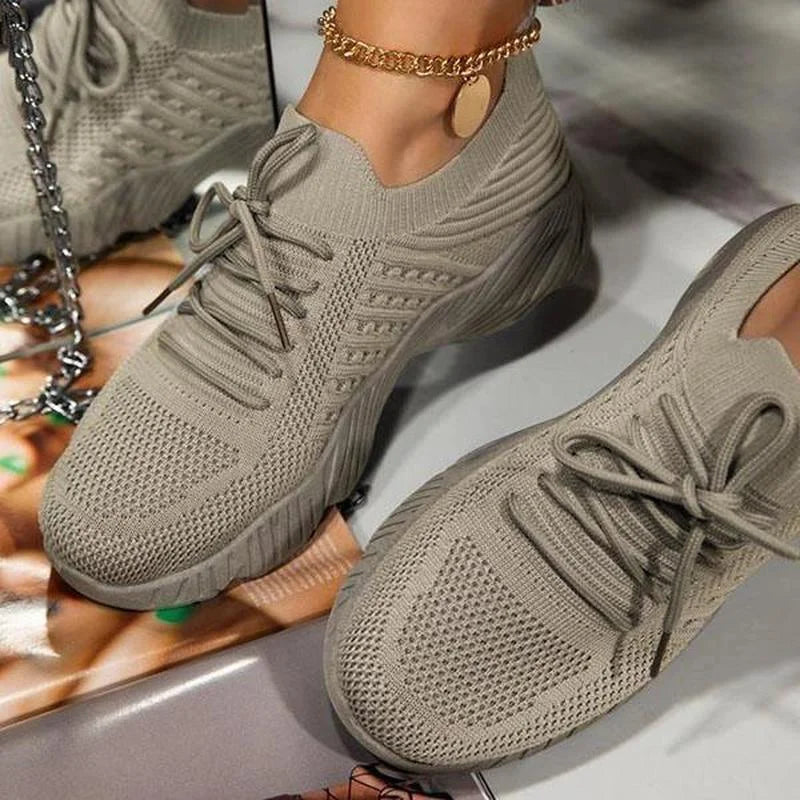 Lightweight Mesh Walking Trainers with Flexible Sole — Khaki