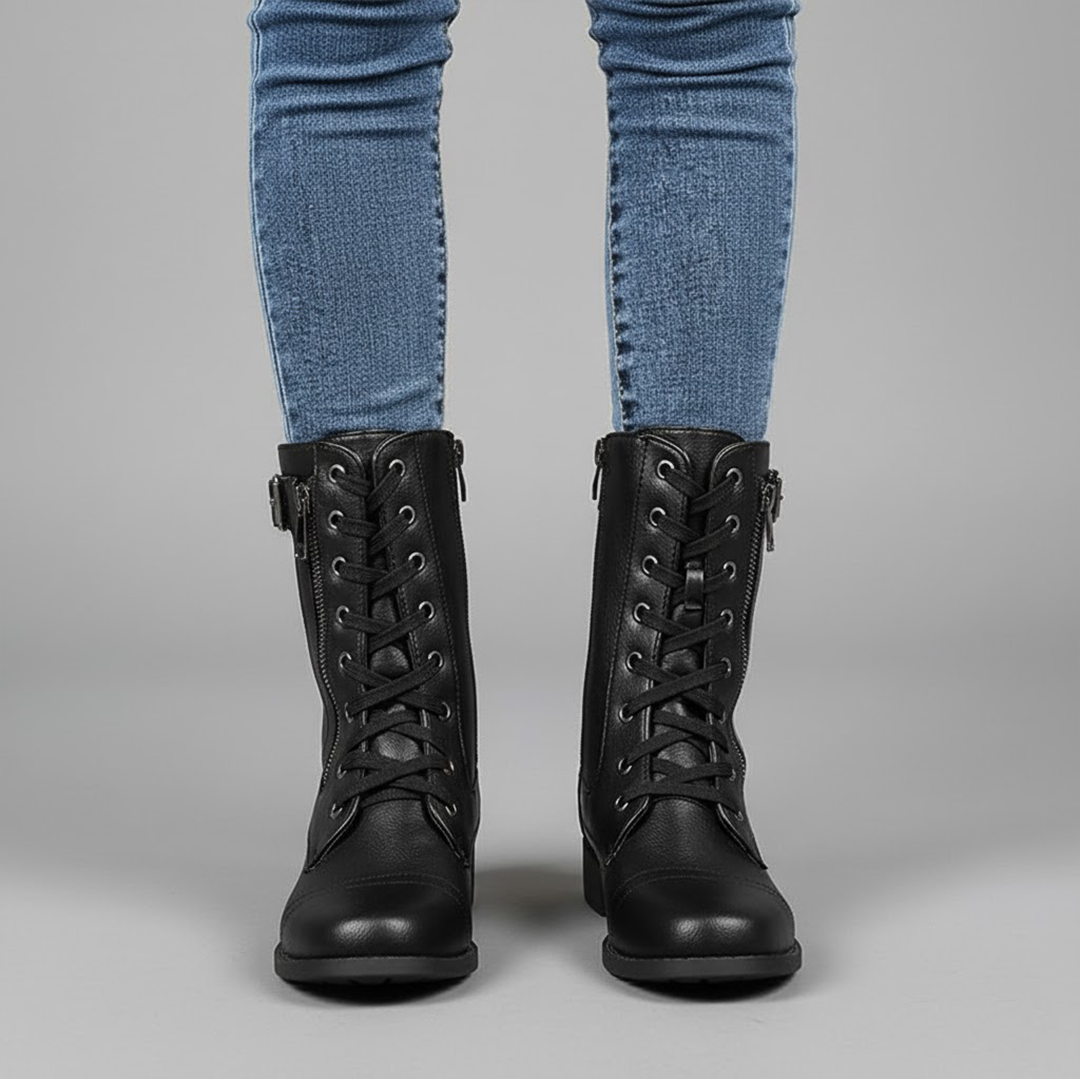 Brown Cushioned Ankle Boots with Side Zip