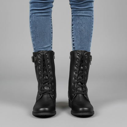 Brown Cushioned Ankle Boots with Side Zip