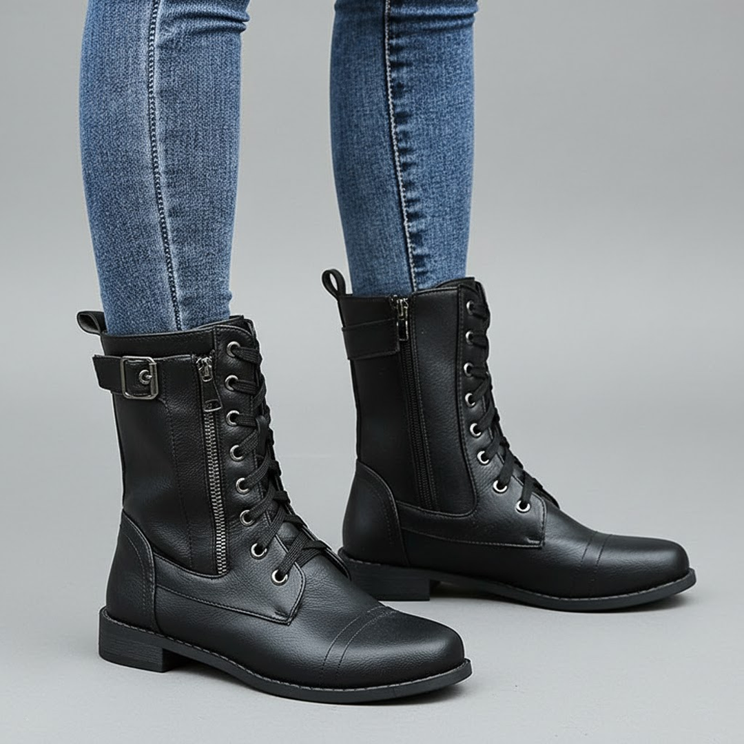 Brown Cushioned Ankle Boots with Side Zip