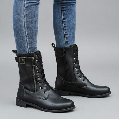 Brown Cushioned Ankle Boots with Side Zip