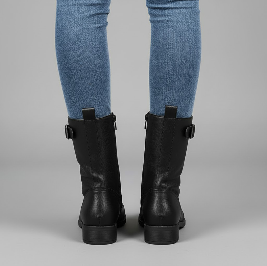 Brown Cushioned Ankle Boots with Side Zip