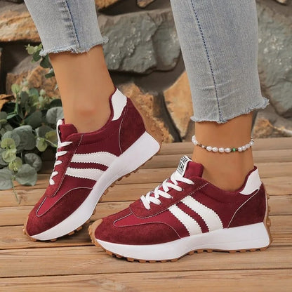 Chunky Platform Lace-Up Trainers — Rød