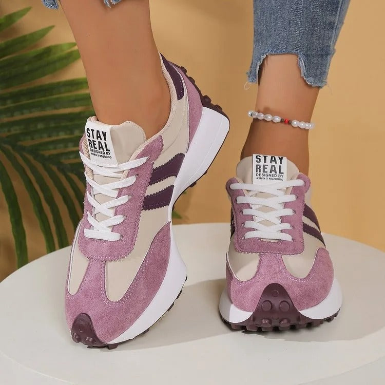 Chunky Platform Lace-Up Trainers — Lyserød