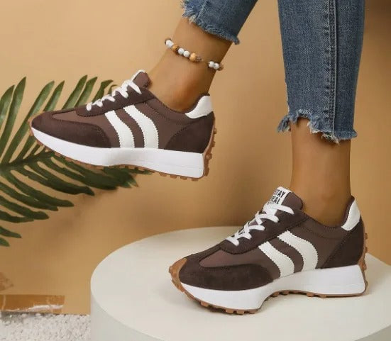 Chunky Platform Lace-Up Trainers — Brun