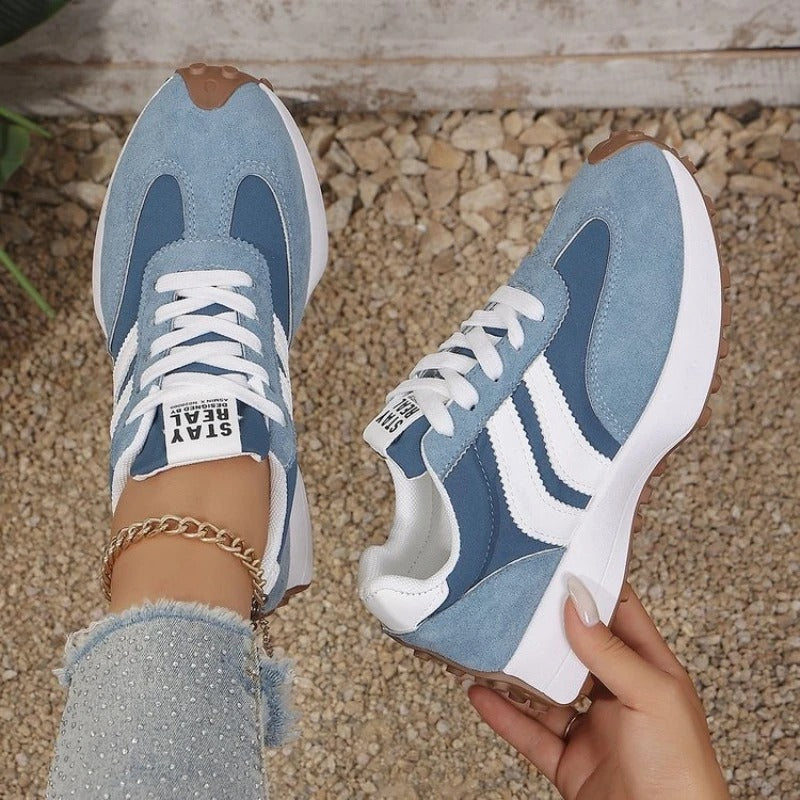 Chunky Platform Lace-Up Trainers — Blå
