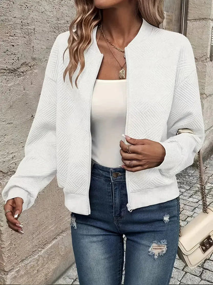 Women's Zip-Front Textured Knit Cardigan Jacket