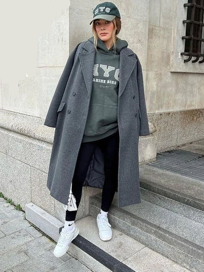 Tailored Double-Breasted Trench Coat with Belted Waist