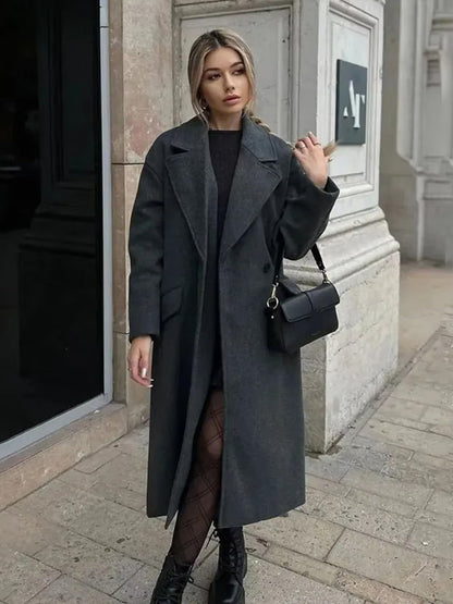 Tailored Double-Breasted Trench Coat with Belted Waist