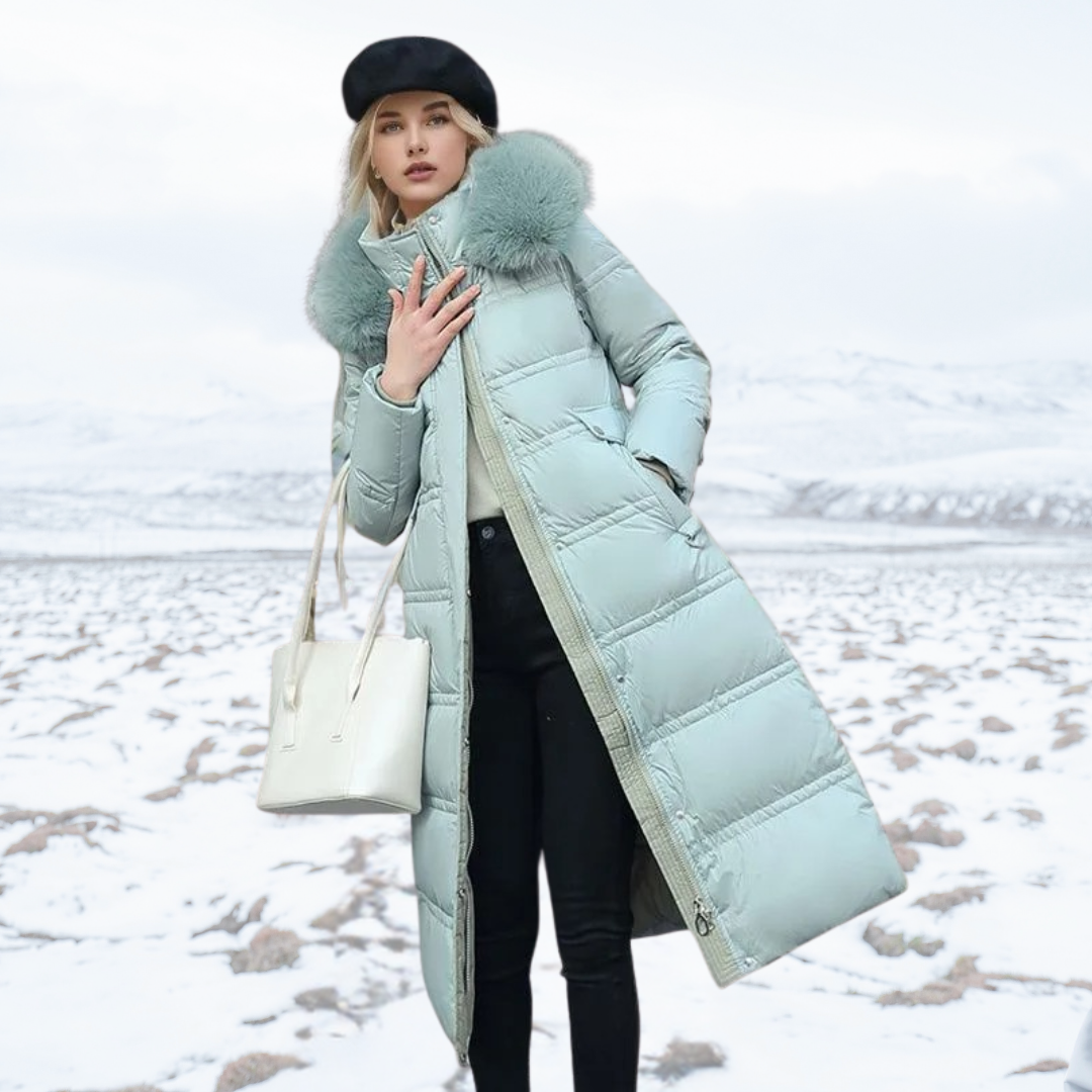 Warm Winter Parka Coat with Cosy Trimmed Hood — Blue