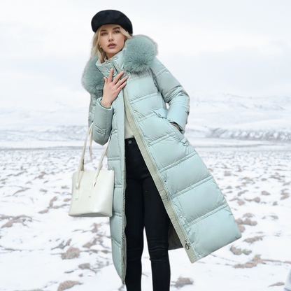 Warm Winter Parka Coat with Cosy Trimmed Hood — Blue
