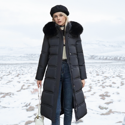 Warm Winter Parka Coat with Cosy Trimmed Hood — Black