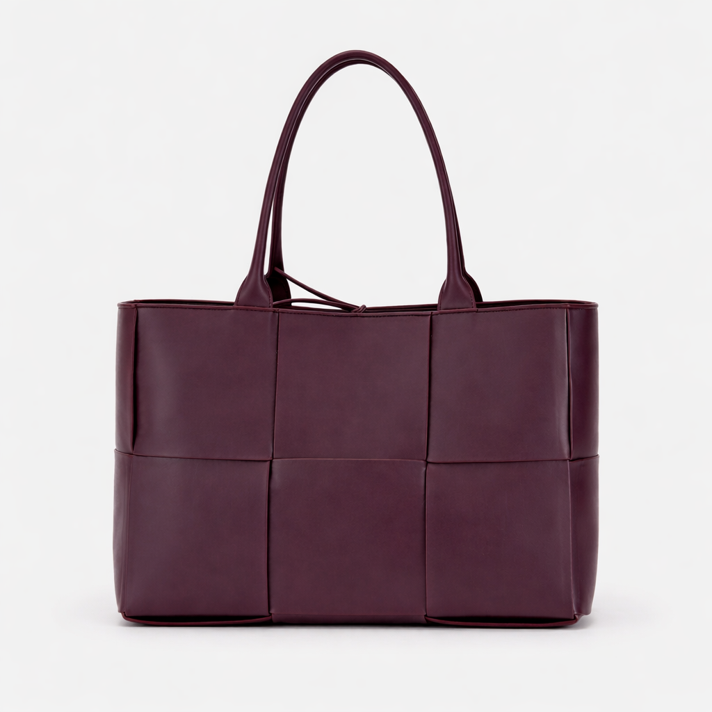 Purple Woven Vegan Leather Tote Bag