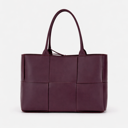 Purple Woven Vegan Leather Tote Bag