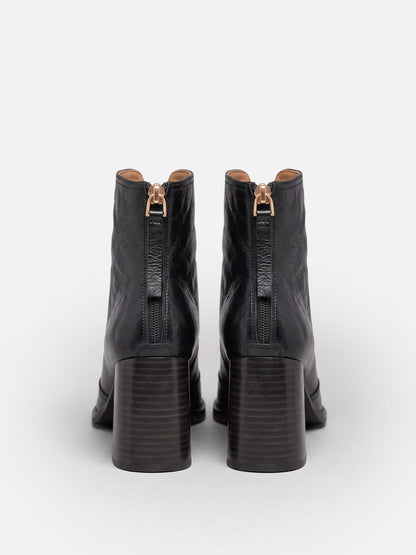 Women's Chunky Square Heel Zip Ankle Boots