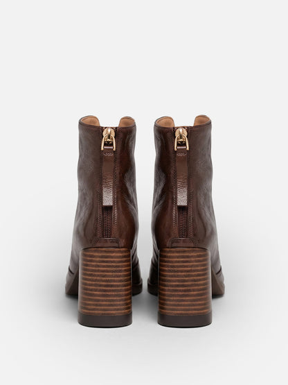 Women's Chunky Square Heel Zip Ankle Boots