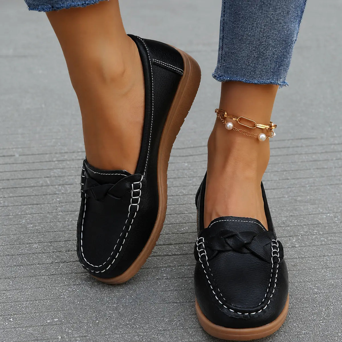 Soft Leather Slip-On Loafers for Everyday Comfort — Black